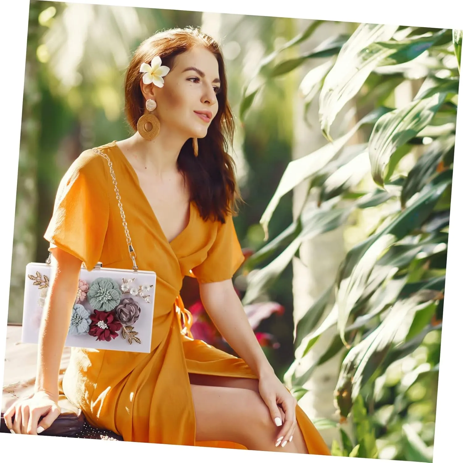 1pc Handbag Wedding Purse Bag Wedding Bag Women Shoulder Bag Floral Clutch Bag