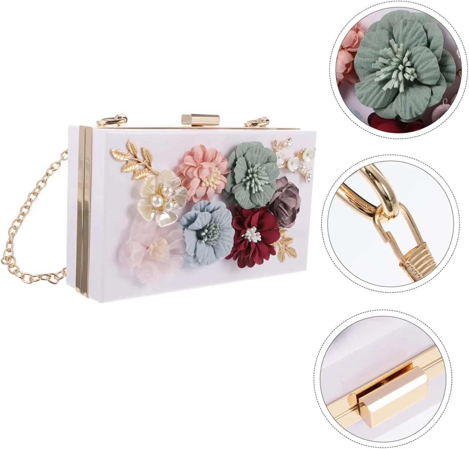 1pc Handbag Wedding Purse Bag Wedding Bag Women Shoulder Bag Floral Clutch Bag