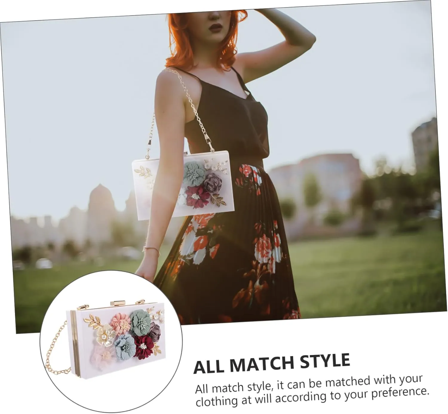 1pc Handbag Wedding Purse Bag Wedding Bag Women Shoulder Bag Floral Clutch Bag