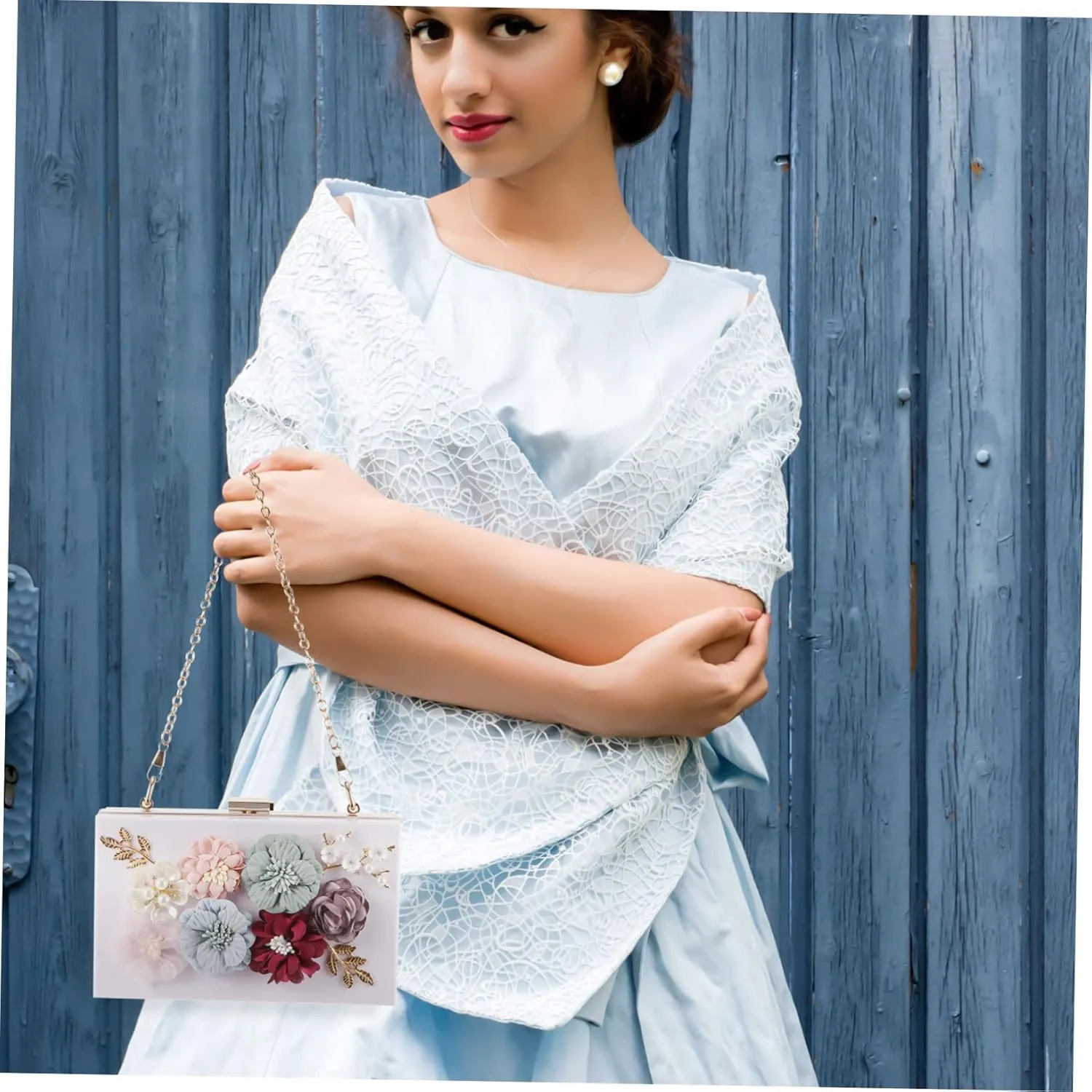 1pc Handbag Wedding Purse Bag Wedding Bag Women Shoulder Bag Floral Clutch Bag