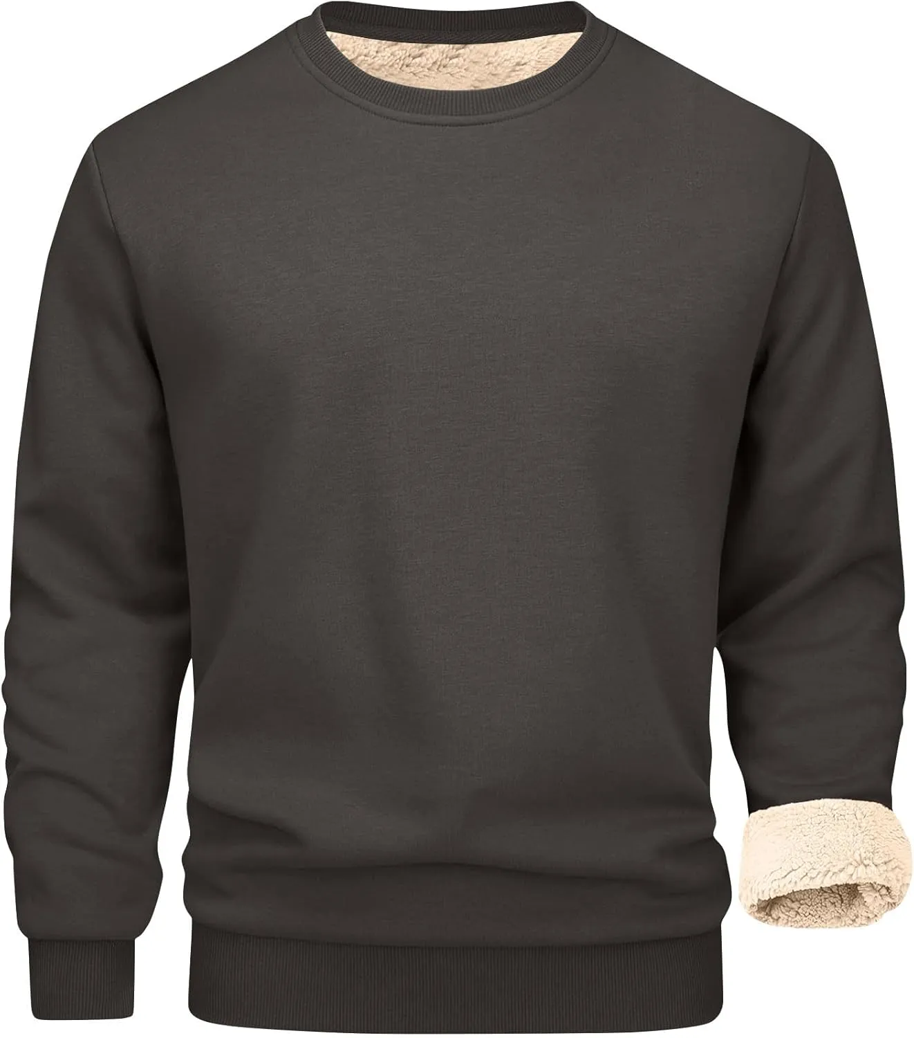 2 Pack Thermal Sherpa Lined Undershirts for Men Long Sleeve Fleece Pullover Underwear Chunky Crewneck Winter Sweater