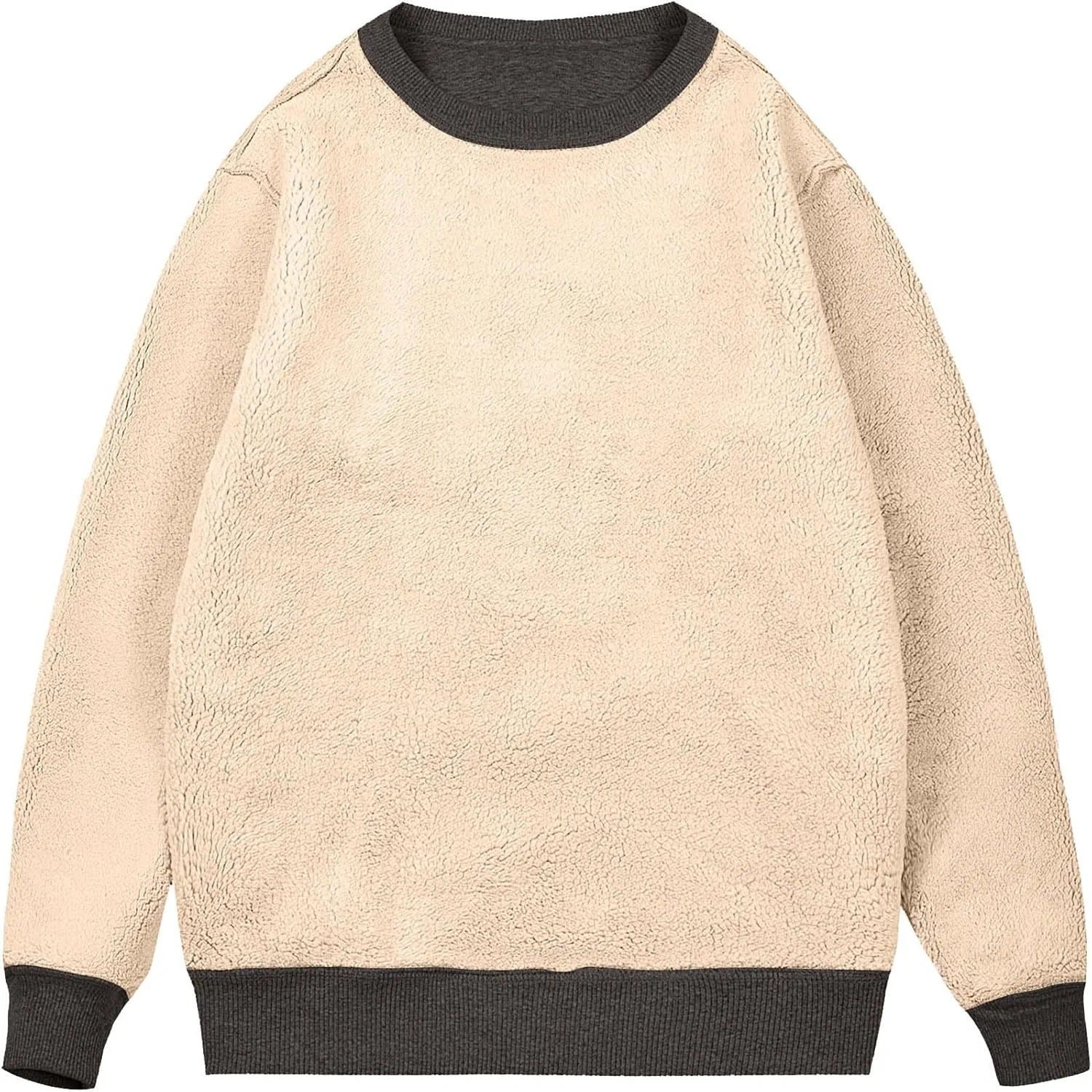 2 Pack Thermal Sherpa Lined Undershirts for Men Long Sleeve Fleece Pullover Underwear Chunky Crewneck Winter Sweater