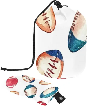 2 Pcs Cosmetic Bag bucket Travel Makeup Bags Large Capacity Soft Waterproof Portable Drawstring Cosmetic Bag, Art Colorful Rugby Ball 11
