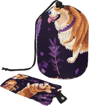 2 Pcs Cosmetic Bag bucket Travel Makeup Bags Large Capacity Soft Waterproof Portable Drawstring Cosmetic Bag, Art Cute Corgi with Flowers