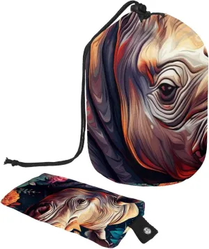 2 Pcs Cosmetic Bag bucket Travel Makeup Bags Large Capacity Soft Waterproof Portable Drawstring Cosmetic Bag, Art Flowers Rhino 7