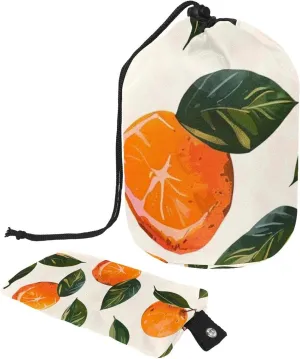 2 Pcs Cosmetic Bag bucket Travel Makeup Bags Large Capacity Soft Waterproof Portable Drawstring Cosmetic Bag, Art Hand-painted Orange