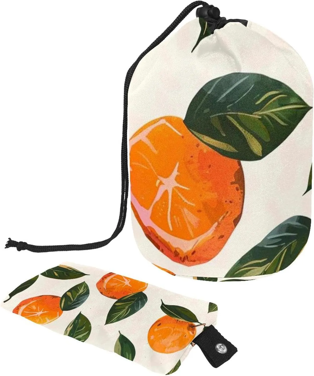 2 Pcs Cosmetic Bag bucket Travel Makeup Bags Large Capacity Soft Waterproof Portable Drawstring Cosmetic Bag, Art Hand-painted Orange