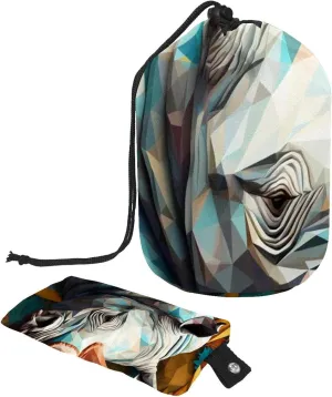 2 Pcs Cosmetic Bag bucket Travel Makeup Bags Large Capacity Soft Waterproof Portable Drawstring Cosmetic Bag, Art Rhino Pattern 47
