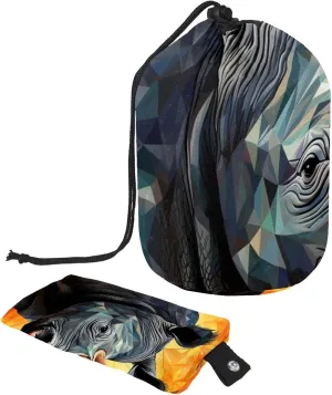 2 Pcs Cosmetic Bag bucket Travel Makeup Bags Large Capacity Soft Waterproof Portable Drawstring Cosmetic Bag, Art Rhino Pattern 67