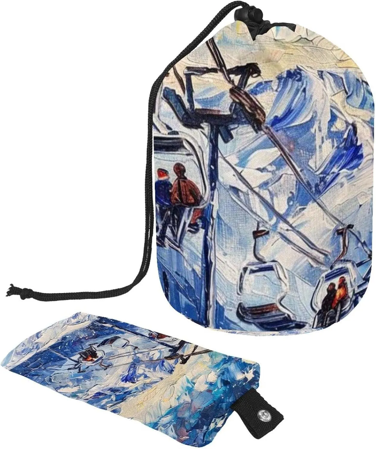 2 Pcs Cosmetic Bag bucket Travel Makeup Bags Large Capacity Soft Waterproof Portable Drawstring Cosmetic Bag, Arthritis Snow Mountain