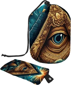 2 Pcs Cosmetic Bag bucket Travel Makeup Bags Large Capacity Soft Waterproof Portable Drawstring Cosmetic Bag, Blue Pyramid with the Eye