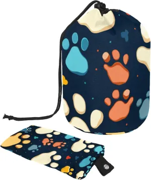 2 Pcs Cosmetic Bag bucket Travel Makeup Bags Large Capacity Soft Waterproof Portable Drawstring Cosmetic Bag, Cats Dogs Cute Paw Print