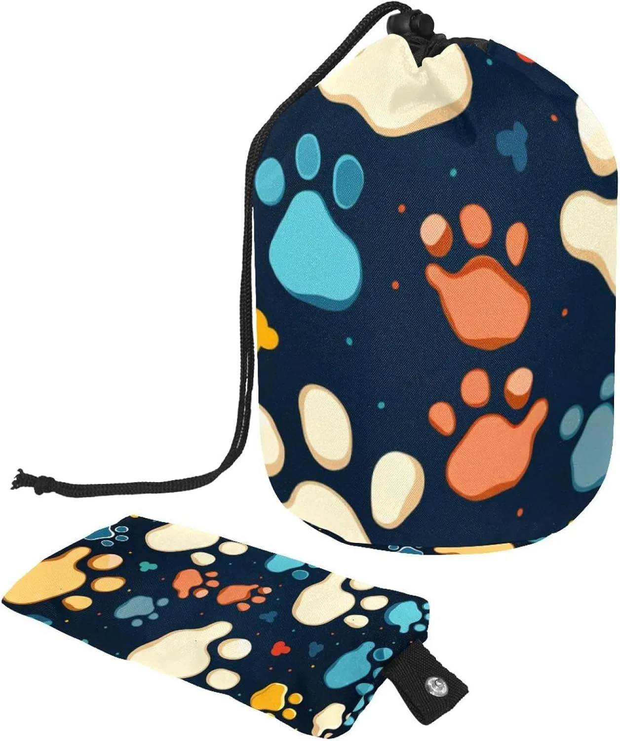 2 Pcs Cosmetic Bag bucket Travel Makeup Bags Large Capacity Soft Waterproof Portable Drawstring Cosmetic Bag, Cats Dogs Cute Paw Print