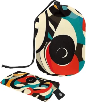 2 Pcs Cosmetic Bag bucket Travel Makeup Bags Large Capacity Soft Waterproof Portable Drawstring Cosmetic Bag, Colorful Abstract Vintage Graphics