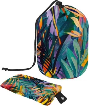 2 Pcs Cosmetic Bag bucket Travel Makeup Bags Large Capacity Soft Waterproof Portable Drawstring Cosmetic Bag, Colorful Tropical Leaves