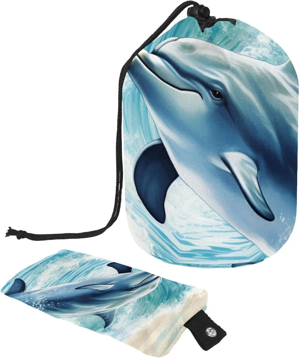 2 Pcs Cosmetic Bag bucket Travel Makeup Bags Large Capacity Soft Waterproof Portable Drawstring Cosmetic Bag, Cool Ocean Whale Pattern
