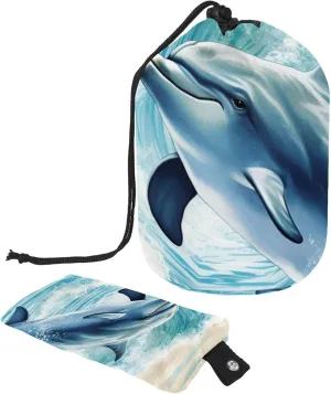2 Pcs Cosmetic Bag bucket Travel Makeup Bags Large Capacity Soft Waterproof Portable Drawstring Cosmetic Bag, Cool Ocean Whale Pattern