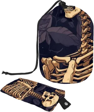 2 Pcs Cosmetic Bag bucket Travel Makeup Bags Large Capacity Soft Waterproof Portable Drawstring Cosmetic Bag, Cool Skeleton