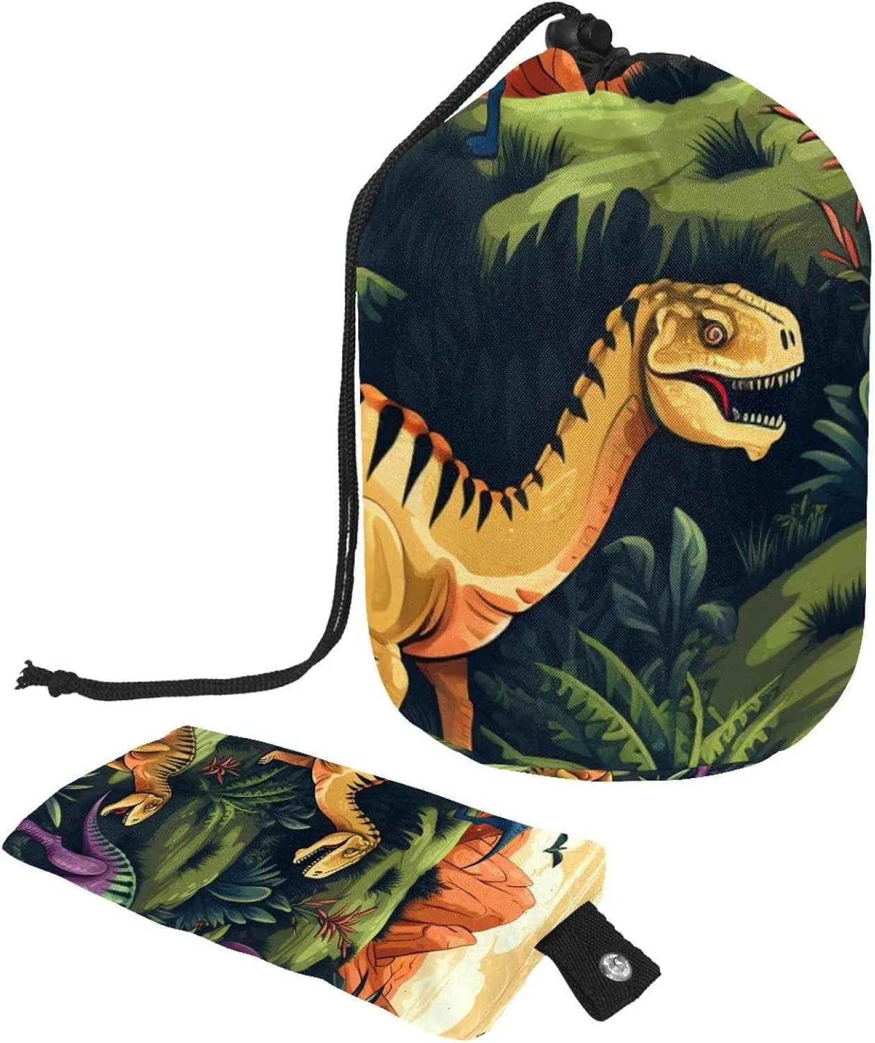 2 Pcs Cosmetic Bag bucket Travel Makeup Bags Large Capacity Soft Waterproof Portable Drawstring Cosmetic Bag, Fun Art Colorful Dinosaur