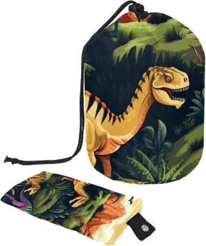 2 Pcs Cosmetic Bag bucket Travel Makeup Bags Large Capacity Soft Waterproof Portable Drawstring Cosmetic Bag, Fun Art Colorful Dinosaur