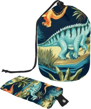2 Pcs Cosmetic Bag bucket Travel Makeup Bags Large Capacity Soft Waterproof Portable Drawstring Cosmetic Bag, Fun Art Dinosaur Pattern