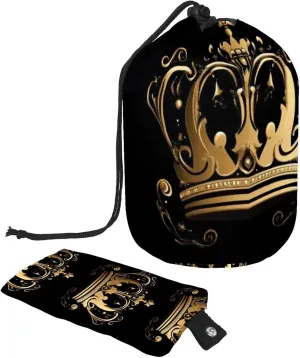 2 Pcs Cosmetic Bag bucket Travel Makeup Bags Large Capacity Soft Waterproof Portable Drawstring Cosmetic Bag, Golden Royal Crown 31