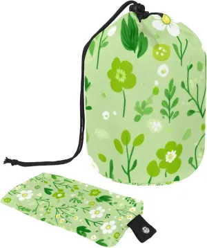 2 Pcs Cosmetic Bag bucket Travel Makeup Bags Large Capacity Soft Waterproof Portable Drawstring Cosmetic Bag, Green Plants Flowers