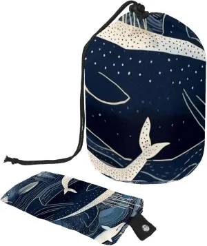 2 Pcs Cosmetic Bag bucket Travel Makeup Bags Large Capacity Soft Waterproof Portable Drawstring Cosmetic Bag, Hand-painted Blue Whales