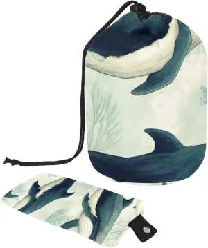 2 Pcs Cosmetic Bag bucket Travel Makeup Bags Large Capacity Soft Waterproof Portable Drawstring Cosmetic Bag, Hand-painted Whale Sea Animal