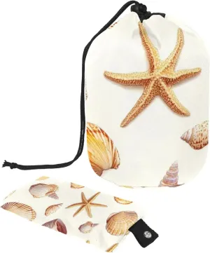 2 Pcs Cosmetic Bag bucket Travel Makeup Bags Large Capacity Soft Waterproof Portable Drawstring Cosmetic Bag, Ocean Beach Shells Starfish 15