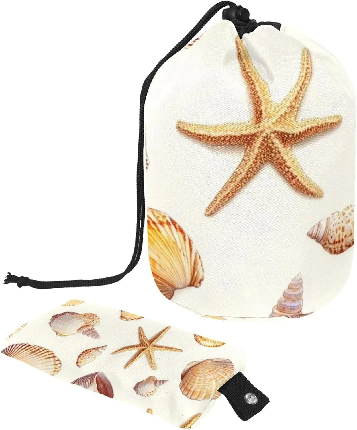 2 Pcs Cosmetic Bag bucket Travel Makeup Bags Large Capacity Soft Waterproof Portable Drawstring Cosmetic Bag, Ocean Beach Shells Starfish 15