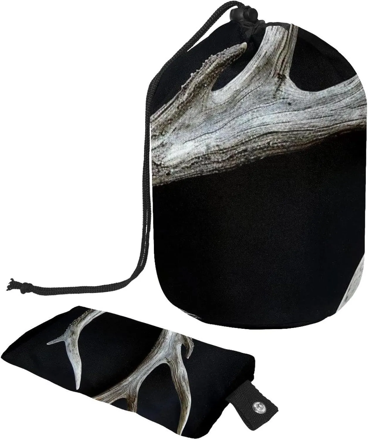 2 Pcs Cosmetic Bag bucket Travel Makeup Bags Large Capacity Soft Waterproof Portable Drawstring Cosmetic Bag, Real Elk Antler
