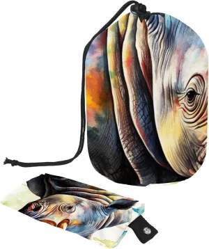 2 Pcs Cosmetic Bag bucket Travel Makeup Bags Large Capacity Soft Waterproof Portable Drawstring Cosmetic Bag, Rhino Colors Oil Paint 55