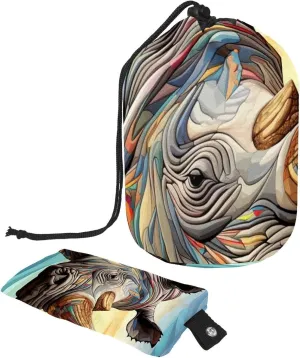2 Pcs Cosmetic Bag bucket Travel Makeup Bags Large Capacity Soft Waterproof Portable Drawstring Cosmetic Bag, Rhino Pattern 59