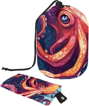 2 Pcs Cosmetic Bag bucket Travel Makeup Bags Large Capacity Soft Waterproof Portable Drawstring Cosmetic Bag, Sea Animal Octopus