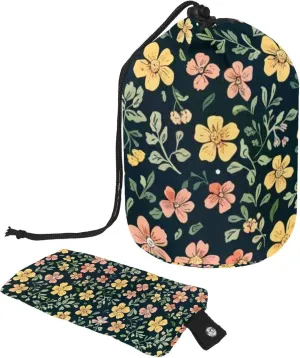 2 Pcs Cosmetic Bag bucket Travel Makeup Bags Large Capacity Soft Waterproof Portable Drawstring Cosmetic Bag, Vintage Pink Yellow Florals