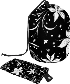 2 Pcs Cosmetic Bag bucket Travel Makeup Bags Large Capacity Soft Waterproof Portable Drawstring Cosmetic Bag, White Starry Flowers 27