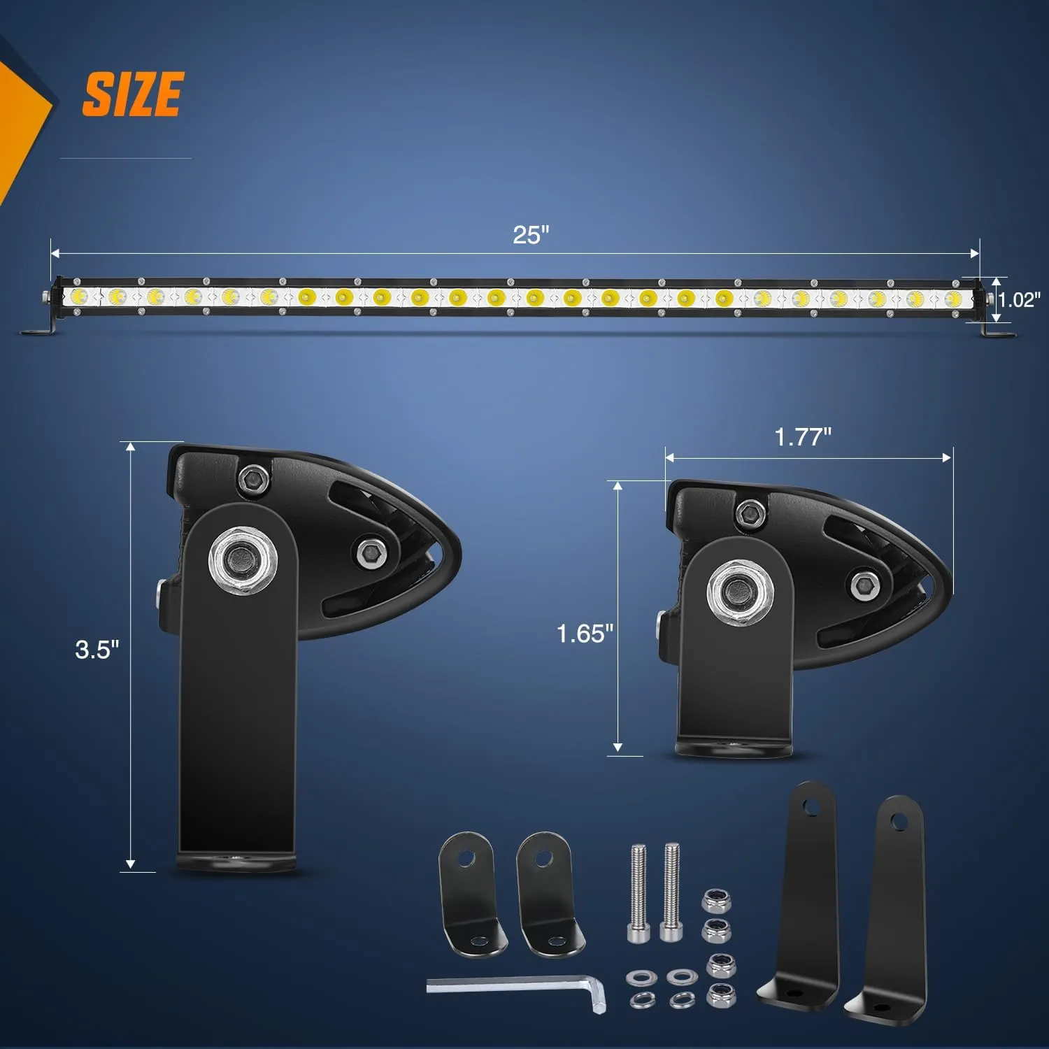 25 Inch 72W 24LED Single Row Ultra-Slim Spot Flood Combo LED Light Bars
