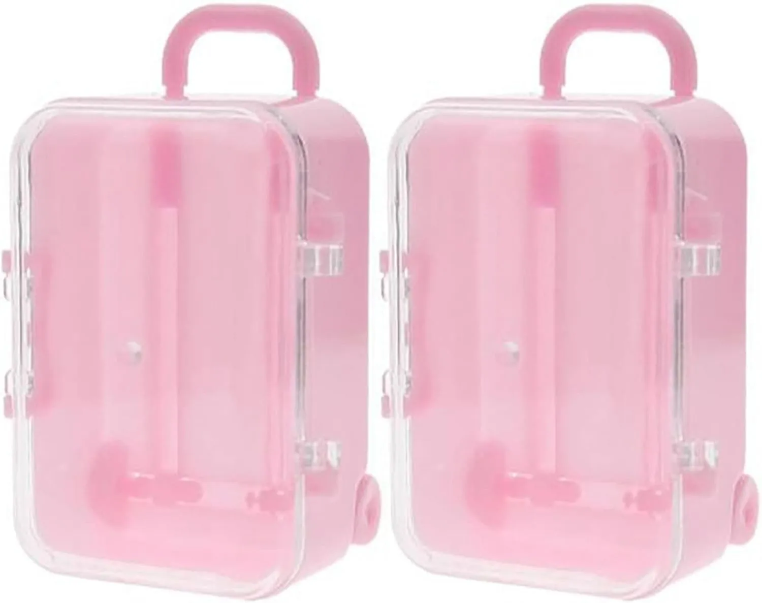 2X Pink Mini Roller Travel Suitcase Candy Box Personality Wedding Candy Box Luggage Trolley Case Candy Toy