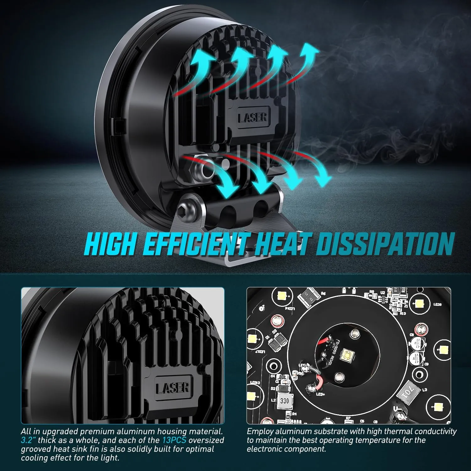 5.75 Inch 12LED Round Spot Night Vision LED Light Pods (Pair) | 16AWG Wire 5Pin Switch
