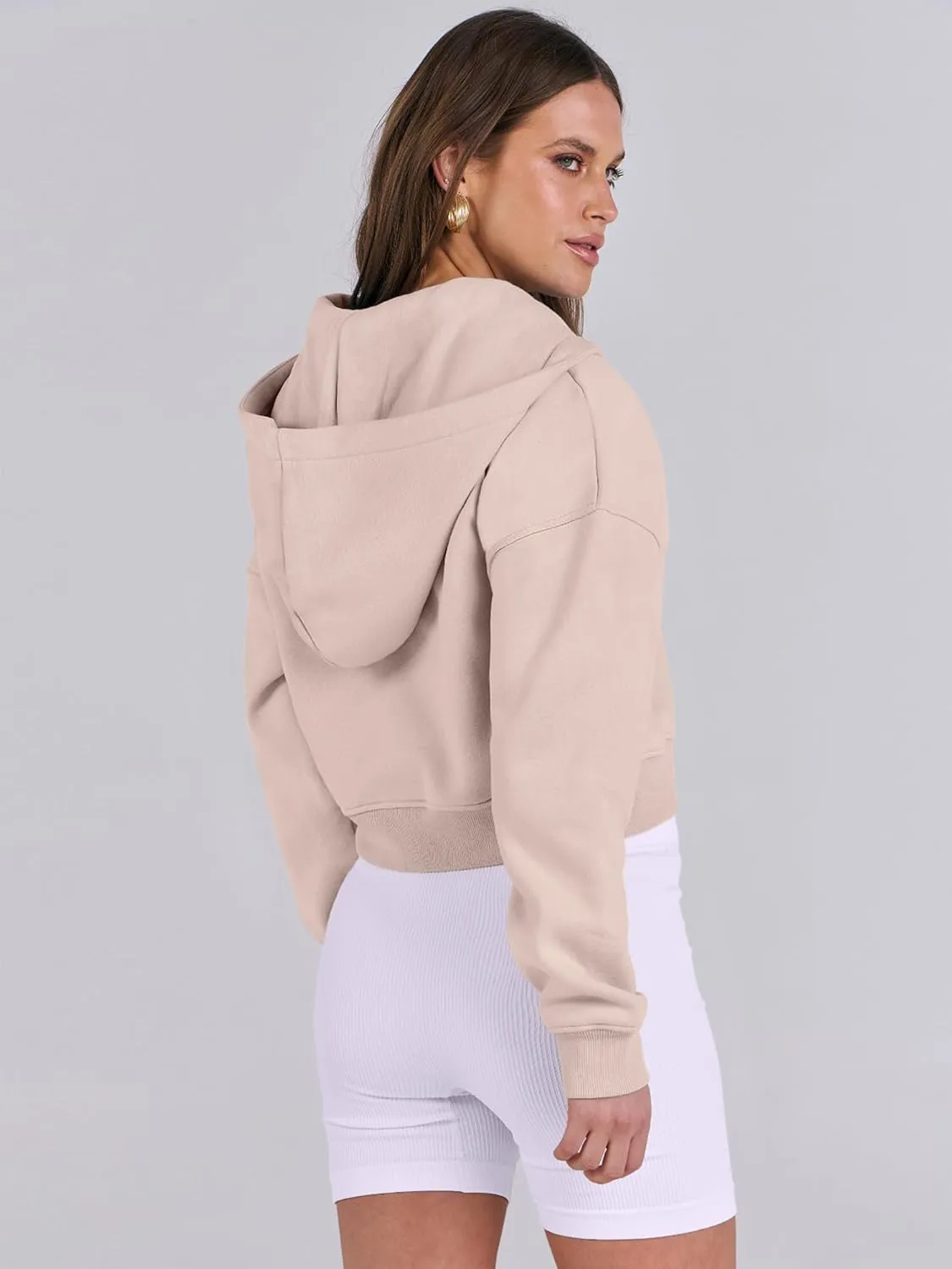 ANRABESS Womens Zip Up Crop Hoodie Sweatshirts 2024 Fall Trendy Long Sleeve Cropped Jacket Top Winter Teen Girls Clothes