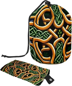 Art Celtic National Ornament Travel Cosmetic Bags Makeup Bag for Women, Foldable Drawstring Travel Cosmetic Bags, Portable Toiletry Bucket Bag