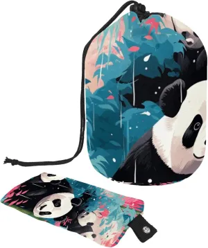 Art Colorful Panda Watercolor Travel Cosmetic Bags Makeup Bag for Women, Foldable Drawstring Travel Cosmetic Bags, Portable Toiletry Bucket Bag