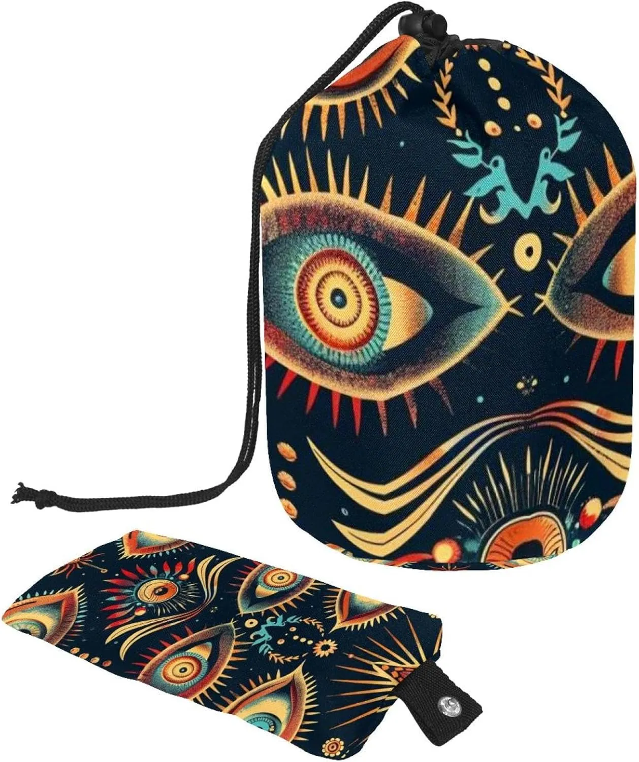 Art Eyes of Angel Travel Cosmetic Bags Makeup Bag for Women, Foldable Drawstring Travel Cosmetic Bags, Portable Toiletry Bucket Bag