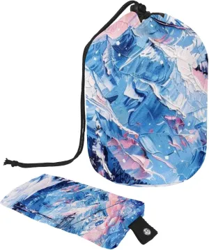Art Snow Mountain Travel Cosmetic Bags Makeup Bag for Women, Foldable Drawstring Travel Cosmetic Bags, Portable Toiletry Bucket Bag