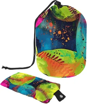 Arthritis Colorful Softball Travel Cosmetic Bags Makeup Bag for Women, Foldable Drawstring Travel Cosmetic Bags, Portable Toiletry Bucket Bag