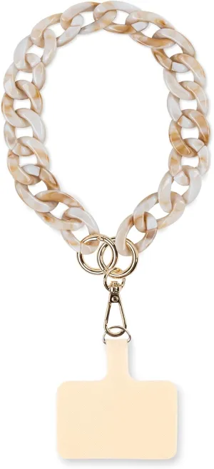 Ava Beige Marble Wristlet  Acrylic Chain, Secure Hook, and Phone Tether  Hands-Free Accessory