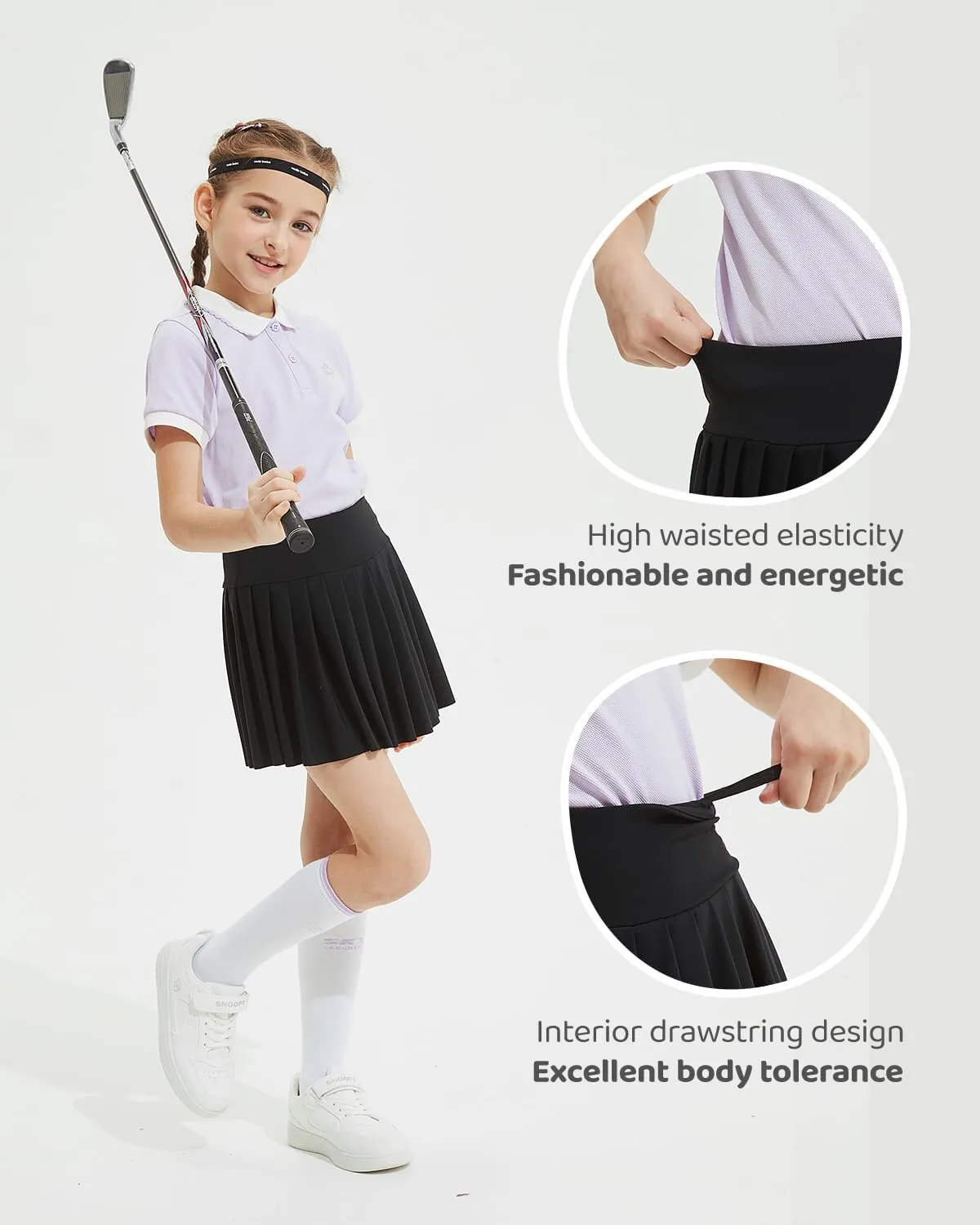BebreezChic Girl's Tennis Skirt Athletic Pleated High Waisted Kid's Mini Skort Sport Uniform with Pockets Golf Running