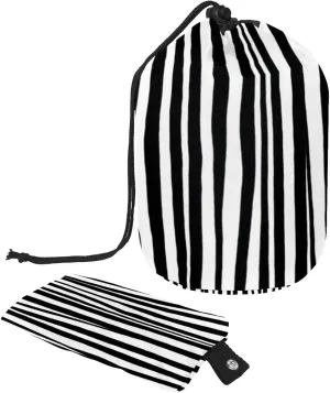 Black White Stripes Pattern Travel Cosmetic Bags Makeup Bag for Women, Foldable Drawstring Travel Cosmetic Bags, Portable Toiletry Bucket Bag
