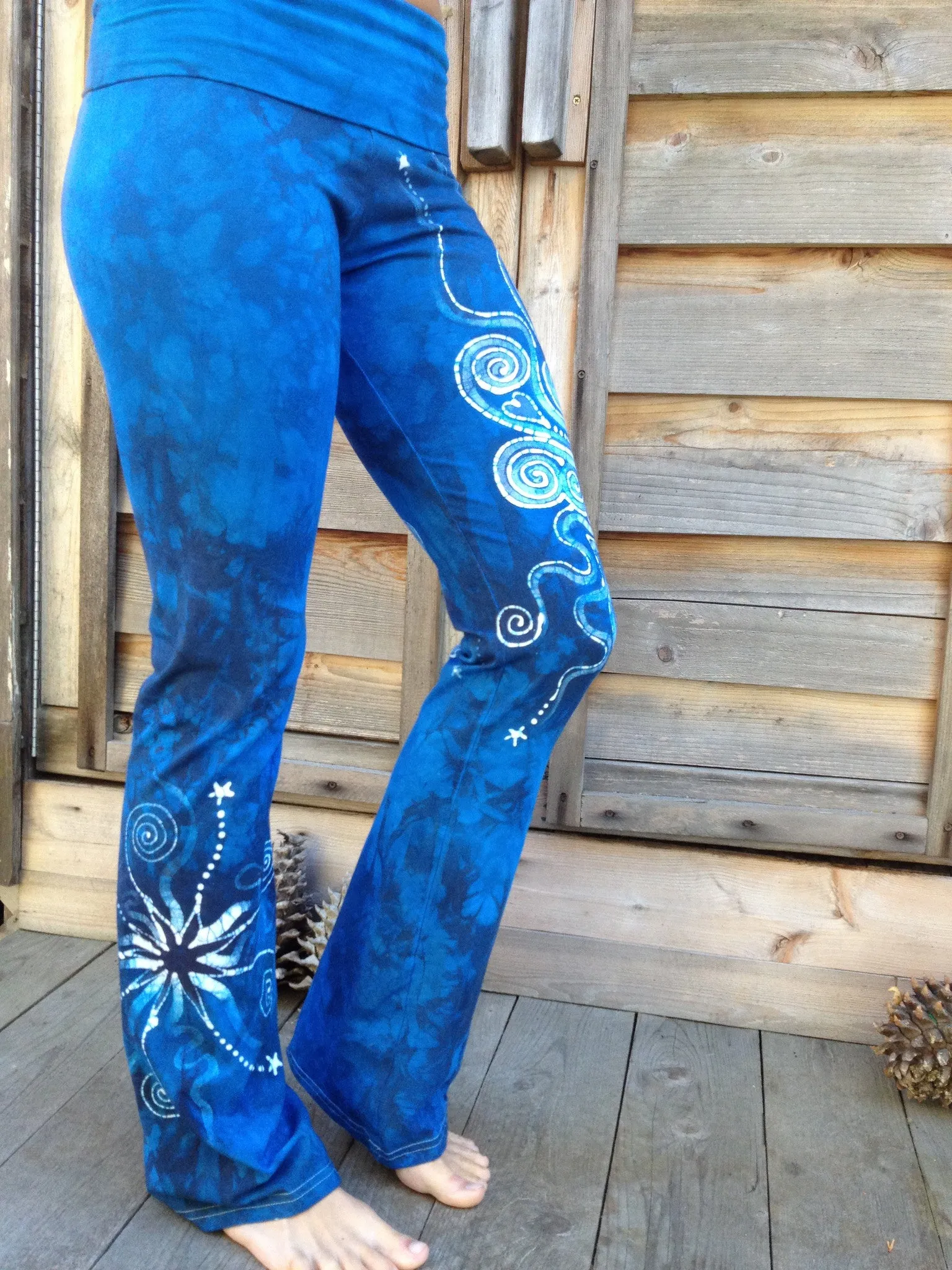 Blue on Blue Batik Stretchy Movement Pants